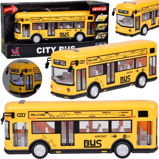 Autobus urbano giallo con luci, suoni e porte apribili