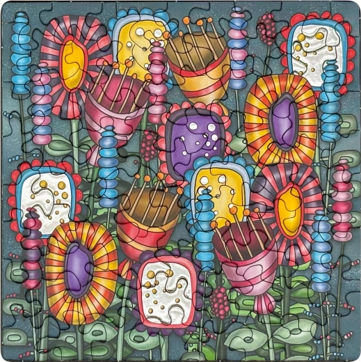 Puzzle quadrato CURIOSI Q Silver – fiori colorati, 72 pezzi