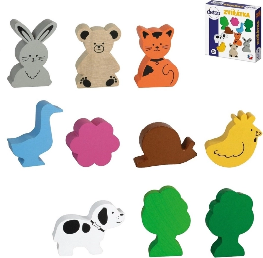 Set di animaletti in legno in scatolina