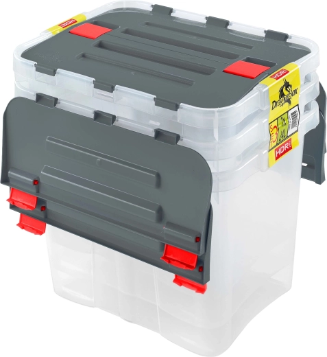 Box contenitori in plastica Heidrun con coperchio Dragon 24 l (3 pz)