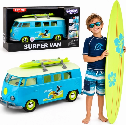 Autobus classico da surf Woopie con luci e suoni in scala 1:14