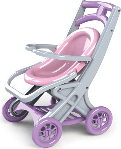 Carrozzina per bambole Doloni in plastica 3 in 1 rosa-grigio