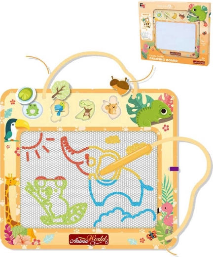 Tavoletta magica per disegnare con animali, penna magica, 4 timbri e 18 schede
