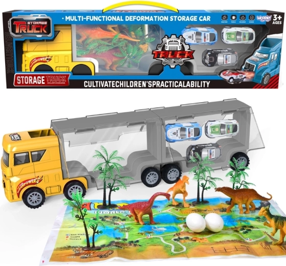 Trasportatore di auto Woopie 2 in 1 con dinosauri e modellini