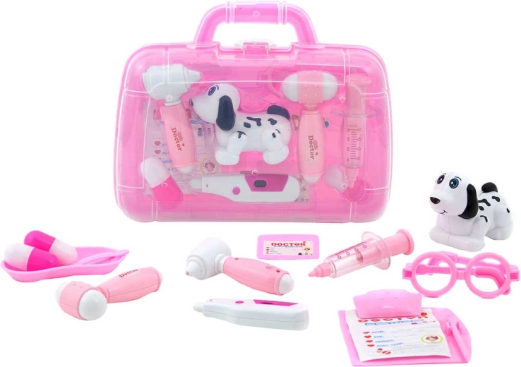 Set veterinario per bambini con cagnolino in valigetta a batterie con luce e suono