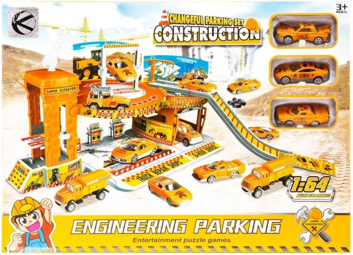 Parcheggio per veicoli da cantiere con 3 macchinine
