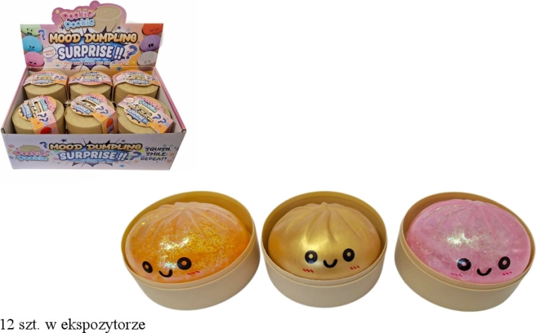 Squishy antistress a forma di pierogi con palline e glitter