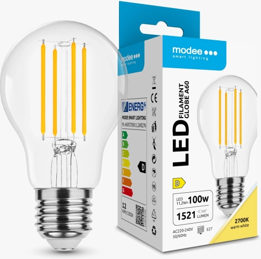 Modee Smart Lighting lampadina LED a filamento Globe A60 E27 11,2 W bianco caldo