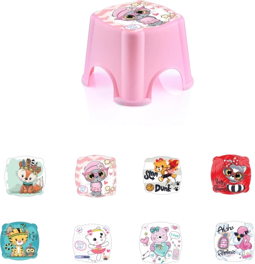 Sgabello per bambini in plastica con motivo fiabesco