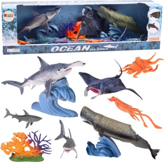 Set di figurine di animali marini con parti mobili