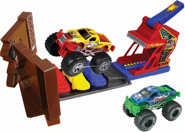 Auto monster truck pista acrobatica con 2 auto in metallo