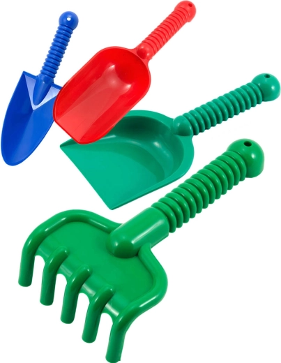 LORI set di plastica per la sabbia con palette, paletta e rastrello