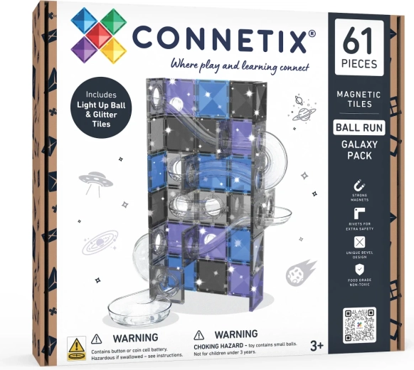 Pista per biglie Connetix Galaxy, 61 pezzi