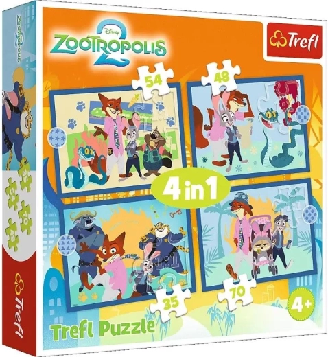Puzzle 4 in 1 Zootopia piena di avventure