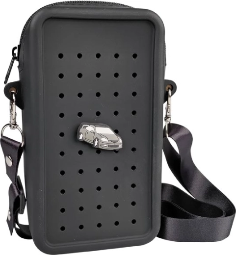 Borsetta a tracolla in silicone Gifty nera con pin decorativo