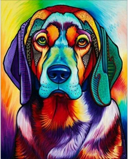 Ricamo con diamanti (diamond painting) – cane a colori 30 × 40 cm - 1 pezzo