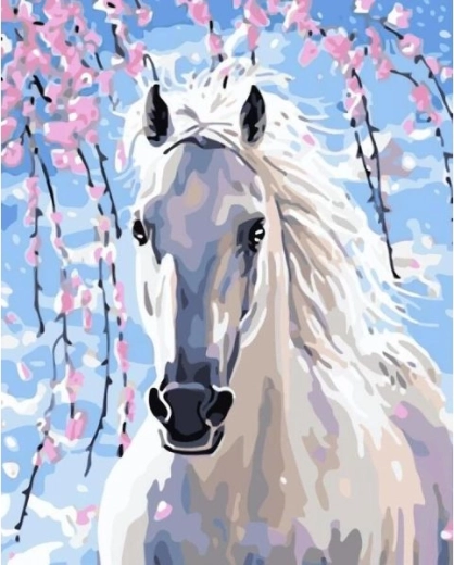 Ricamo con diamanti (diamond painting) cigno bianco 30 × 40 cm - 1 pezzo