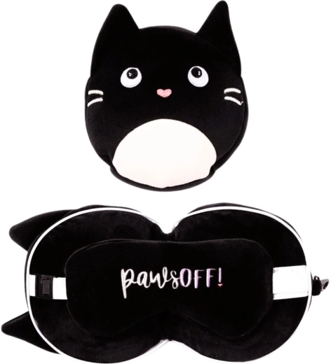 Cuscino da viaggio con mascherina per gli occhi Relaxeazzz – Gatto