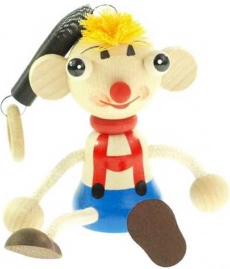 Bambino Occhiuto su Molla Statua di legno