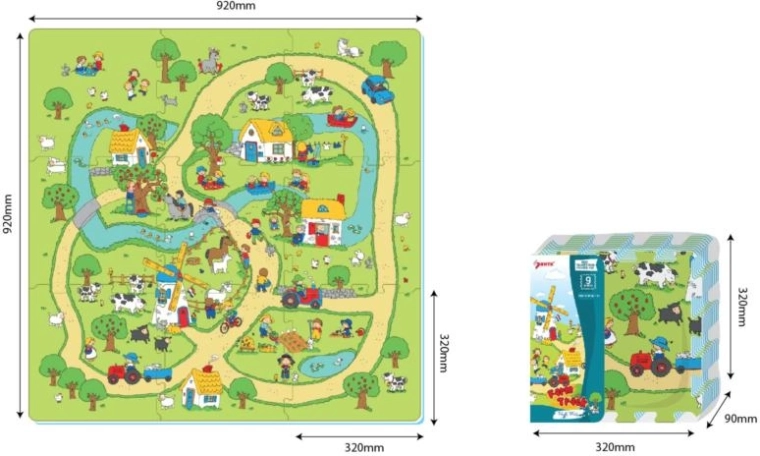 Tappeto puzzle in schiuma Vita di campagna, 9 pezzi, EVA, da 10 mesi