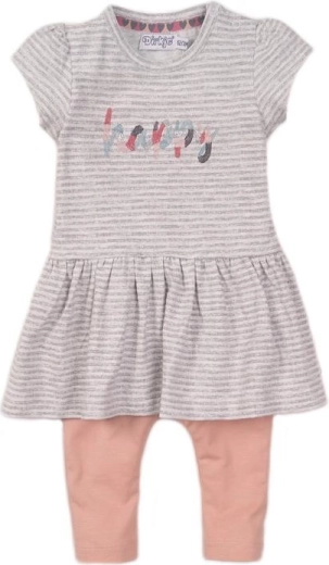 Dirkje set 2 pezzi vestito e leggings per neonati grigio mélange e rosa cipria