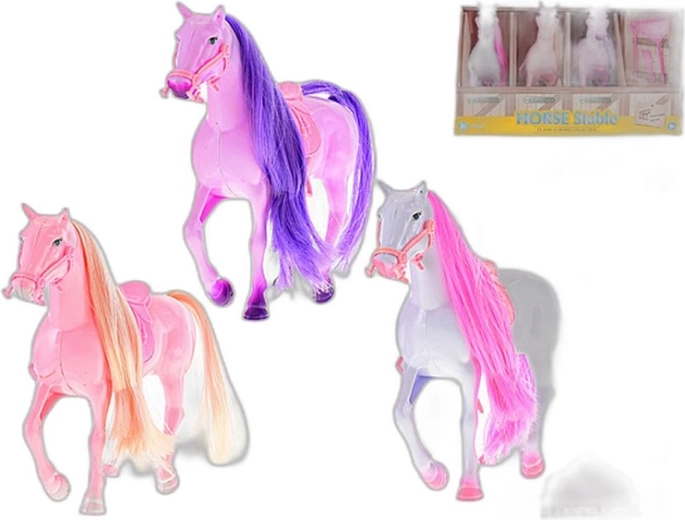 Cavallo con sella e accessori in stalla di carta - 1 pezzo