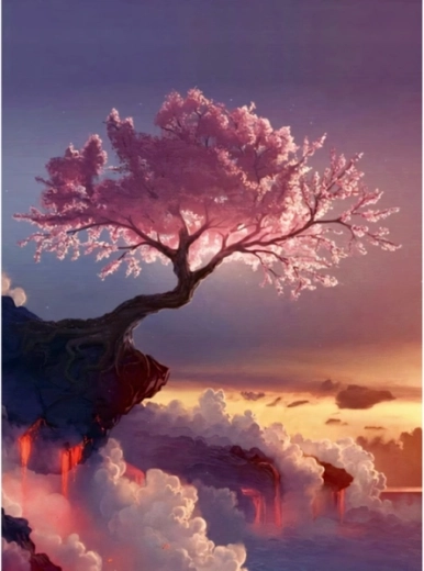 Mosaico di diamanti (diamond painting) albero tra le nuvole 30 × 40 cm - 1 pezzo