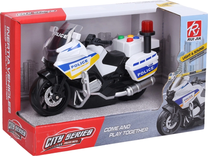 Moto della polizia con effetti luminosi e sonori 18 cm