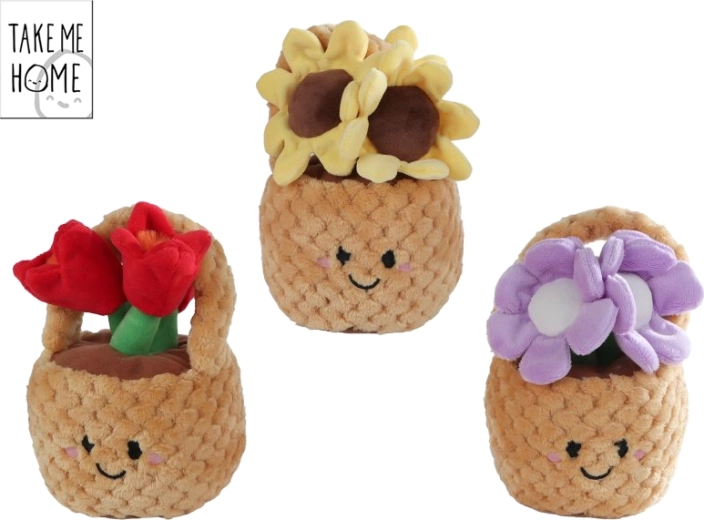 Cestino di peluche con fiori 18 cm