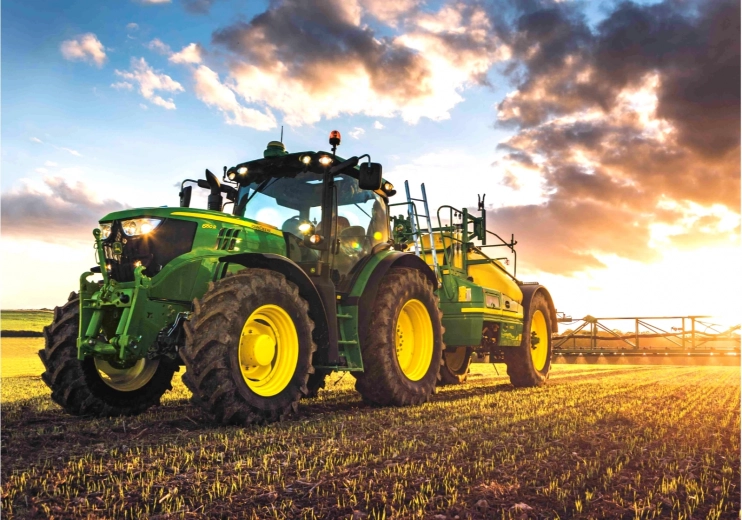 Pittura diamantata Trattore John Deere sul campo 30x40cm