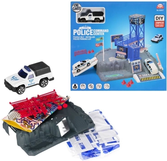 Parcheggio della polizia con macchinina