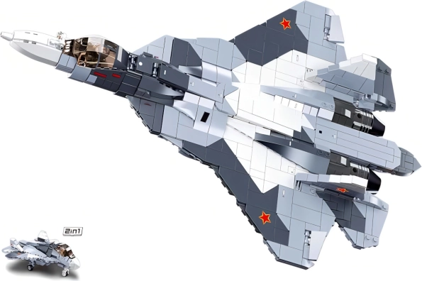 Sluban Model Bricks aereo da combattimento a reazione SU-57 2 in 1 set di costruzione