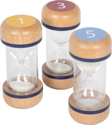 Small foot set di clessidre in legno 1–3–5 minuti