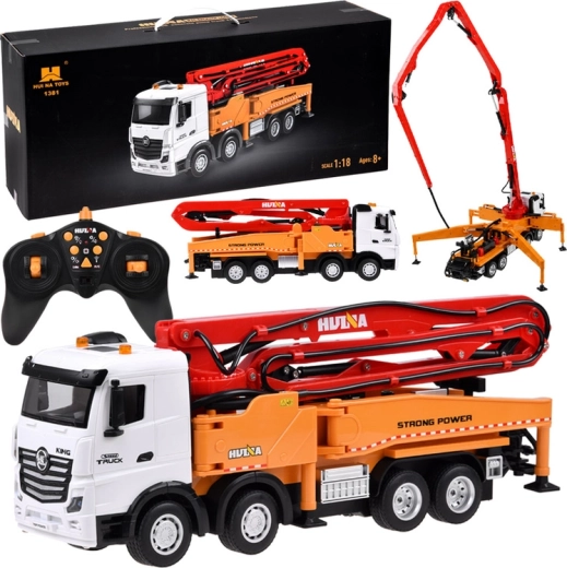 Camion RC con pompa per calcestruzzo Huina 1381 1:18 con luci e suoni