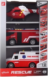 Set di autopompieri e elicottero con suoni e luci a batteria