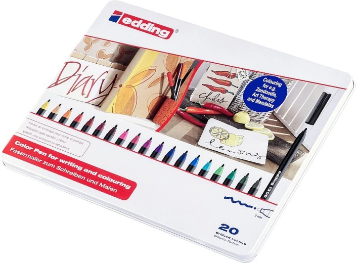 Pennarelli edding 1300 – set 20 colori in scatola di metallo