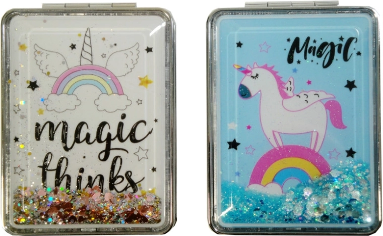 Specchietto tascabile con glitter flottanti per ragazze