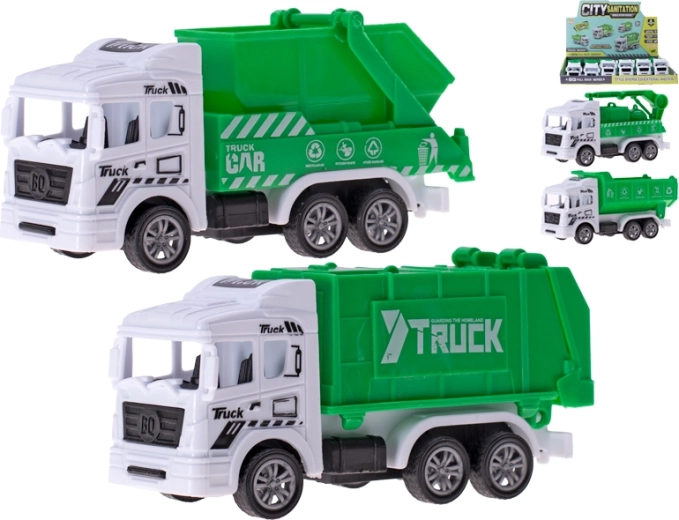 Set di camion della spazzatura con retrocarica 12 cm