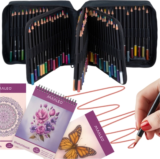 Set artistico di pastelli Maaleo 120 colori con sketchbook e custodia