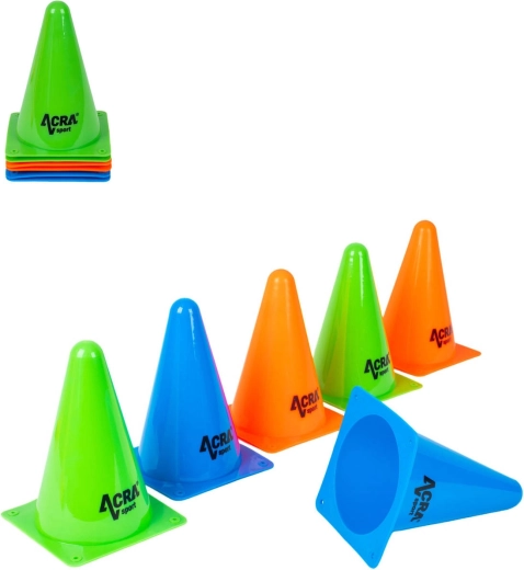 Coni da allenamento colorati ACRA 18 cm - 6 pezzi