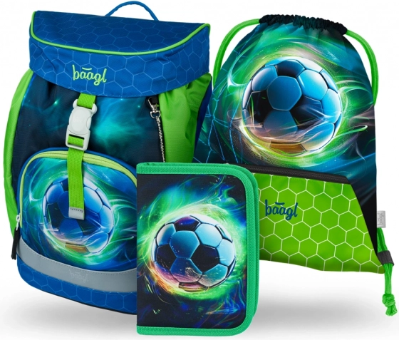 Zaino Scolastico, Astuccio e Sacchetto Baagl Airy Calcio Set