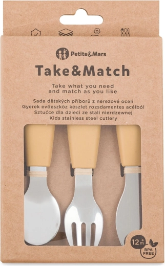 Petite&Mars set di posate per bambini Take&Match Intense Ochre 12m+