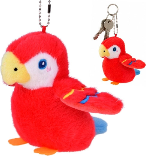 Pappagallo di peluche Rico Rubino con fischietto e ciondolo 13 cm - 1 pezzo