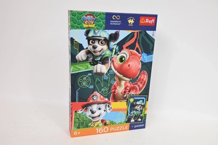 Puzzle per bambini Trefl Premium Plus Kids Avventura tra i dinosauri (Paw Patrol) 160 pezzi