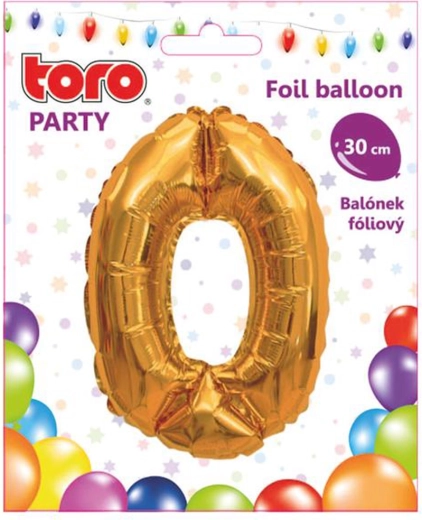 Palloncino in foil numero 0, 30 cm, dorato TORO