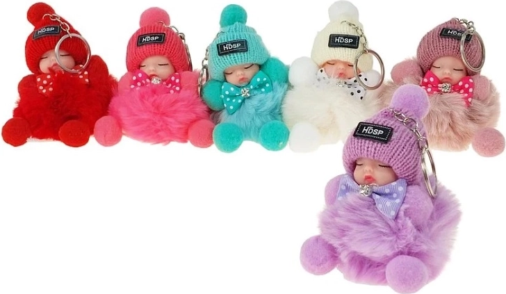 Portachiavi in peluche a forma di bambolina