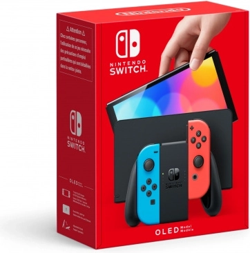 Nintendo Switch modello OLED blu neon e rosso