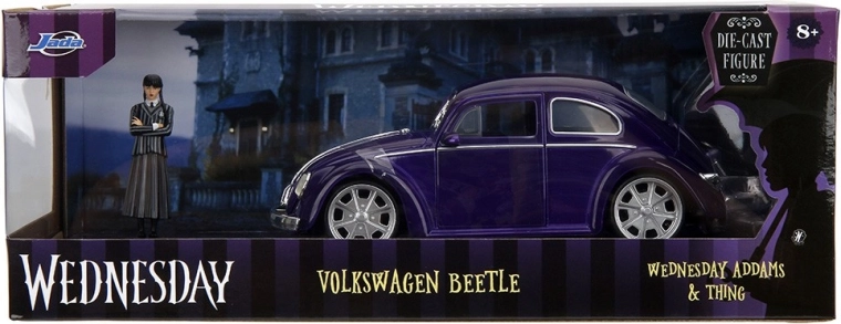 Modello in metallo Wednesday – Volkswagen Beetle 1:24 con figurina