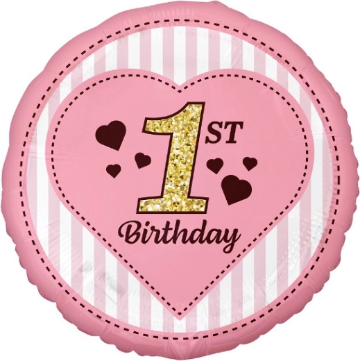 Palloncino in foil rosa 45 cm – 1st Birthday