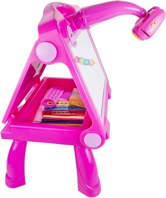 Lavagna rosa con proiettore per disegnare e dipingere